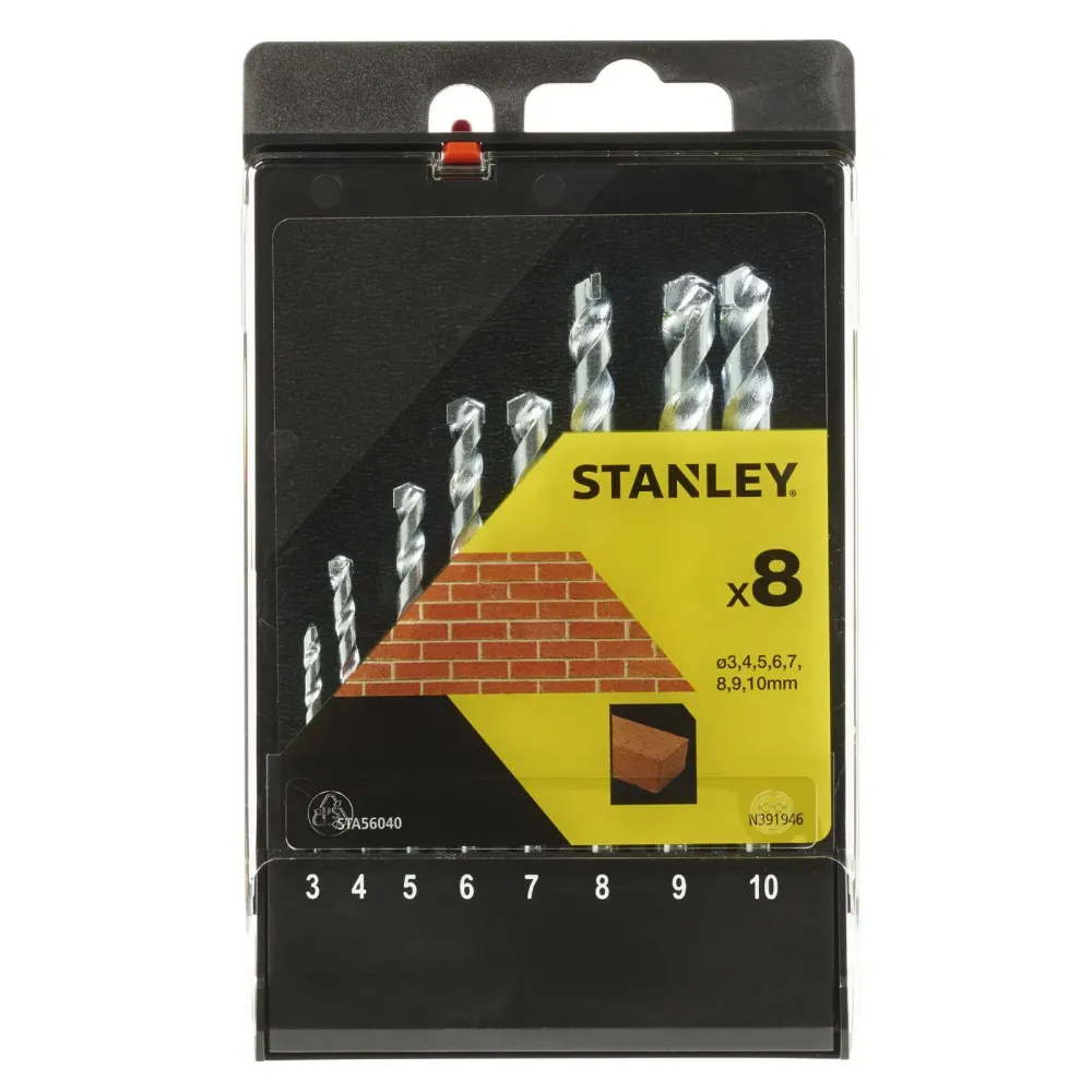 CONCRETE DRILL BITS 8PCS 3-4-5-6-7-8-9-10MM STANLEY STA56040-QZ